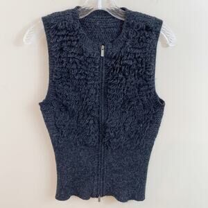 BCBGMaxazia Gray Shag Alpaca Sweater Vest
